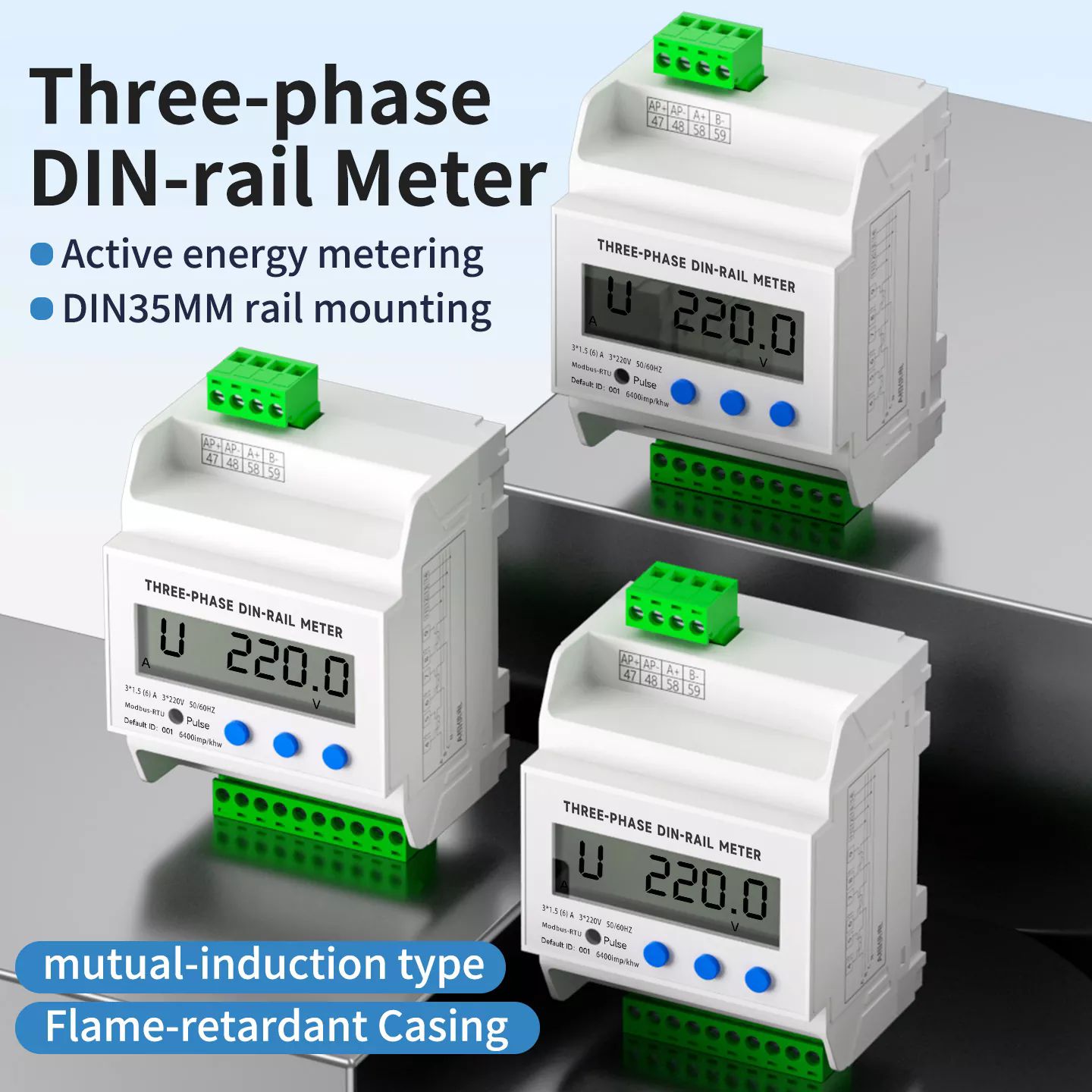 Three Phase Din Rail Power Meter