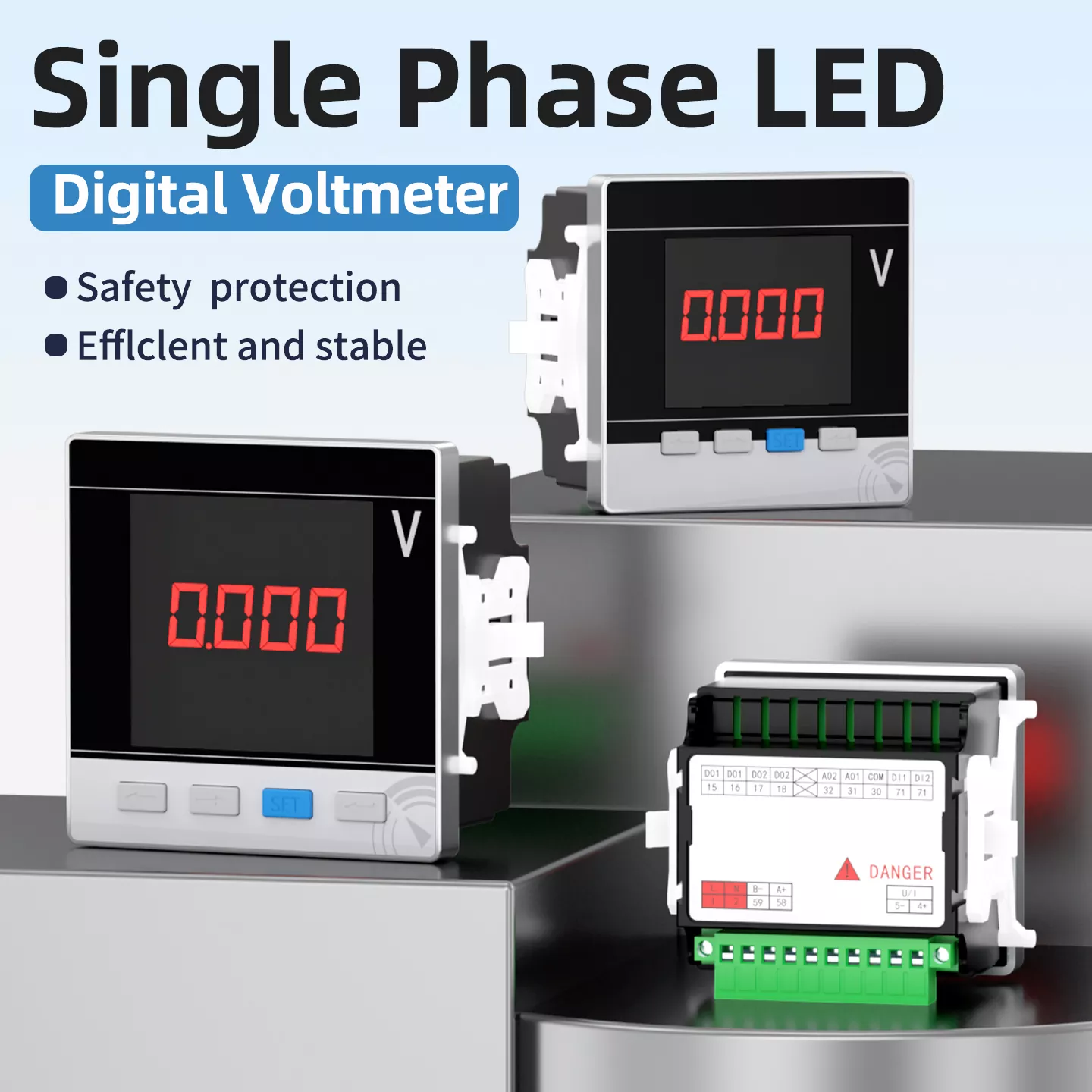 Voltmètre numérique LED monophasé