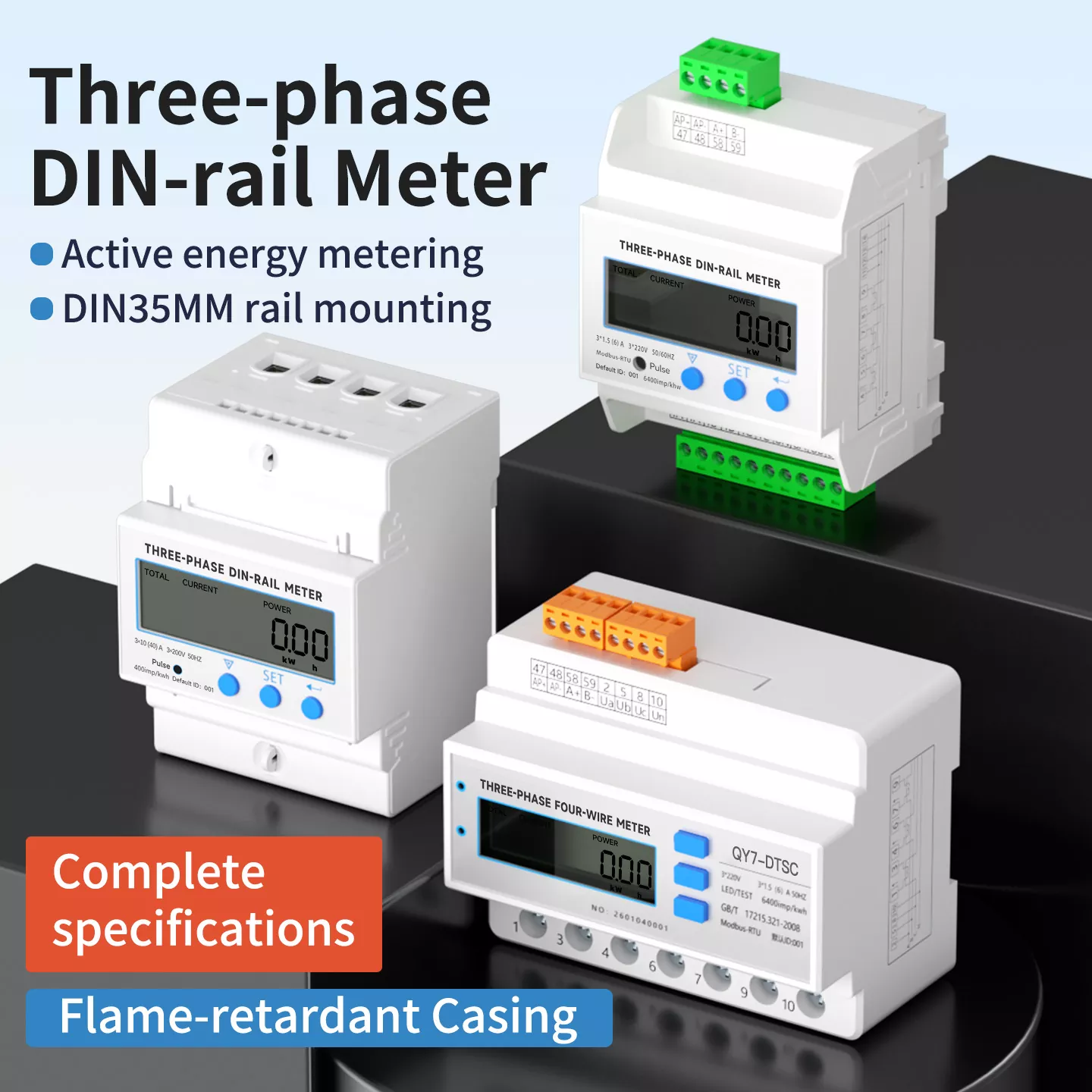 Compteur multifonction triphasé de transformateur de rail Din 4p