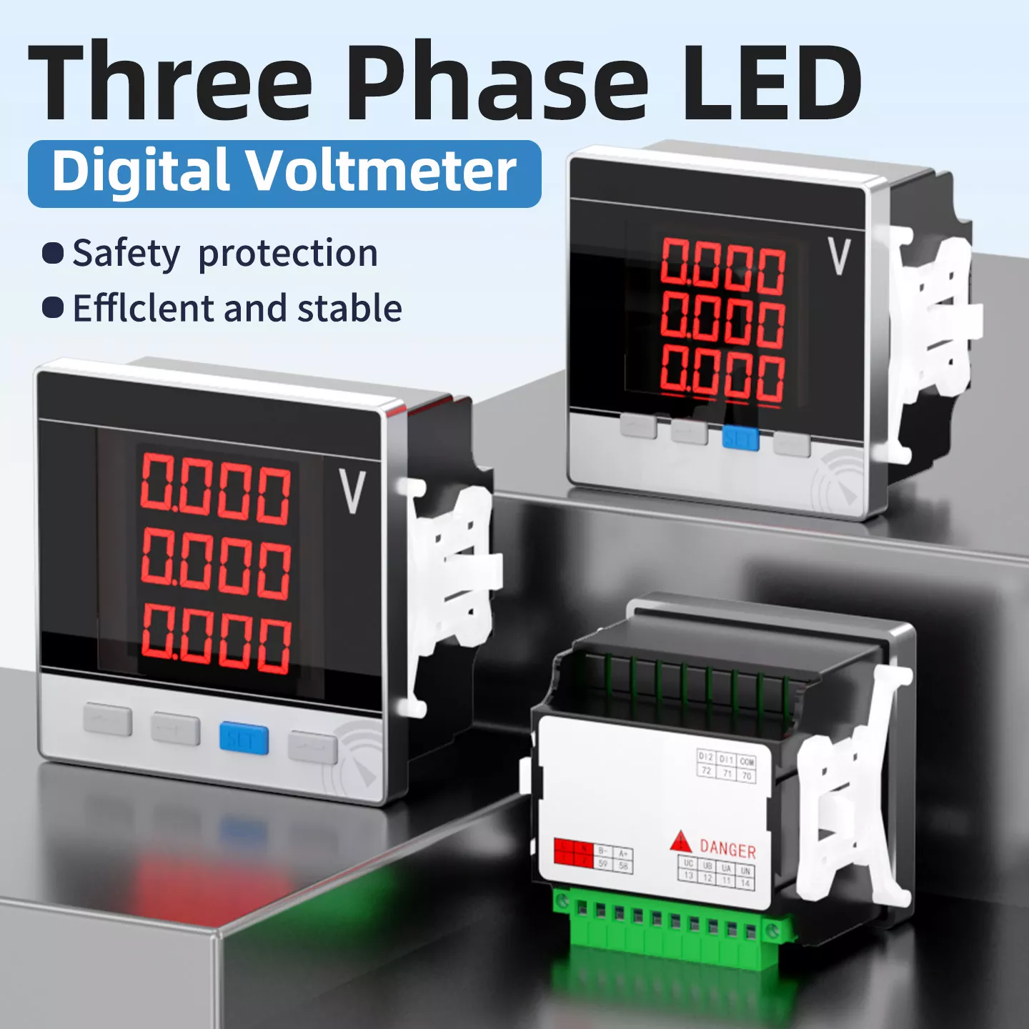Voltmètre numérique triphasé à LED